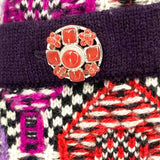 Chanel Women's Purple Red Size 38/S Crew Cashmere Abstract Diamond Sweater