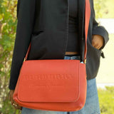 Burberry Medium Burleigh Orange Messenger Leather Made in Italy Crossbody