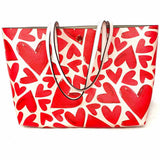 Kate Spade Molly Ever Fallen Coated Canvas Pink Hearts Tote