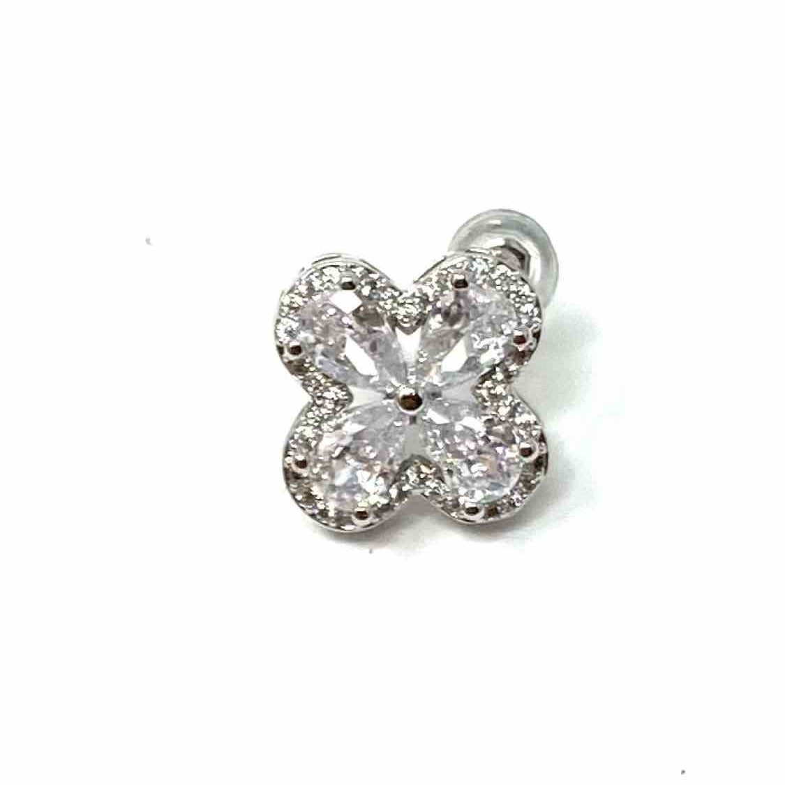 14K Gold-filled Silver Stud Flower Cubic Zirconia Earrings