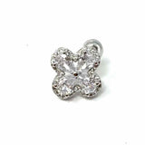 14K Gold-filled Silver Stud Flower Cubic Zirconia Earrings