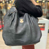 LOUIS VUITTON 2008 Mahina XL Black perforated Pebbled Leather Tote