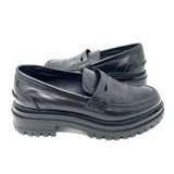 REISS Women's Black Size 38/7.5 Lugsole Leather Penny Loafers