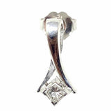 Estate 14K White Gold Geometric Square Diamond .5" Earrings