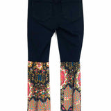 Paige Women's Black Size 26/2 Patchwork Floral Panel Jeans