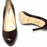 L.K.Bennett Women's Black Brown Size 38.5/8 Stiletto Patent Leather Pumps