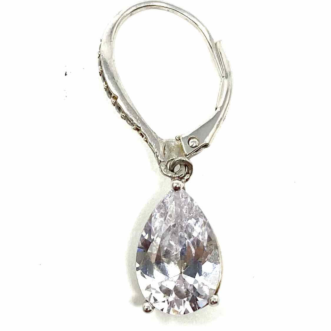 JCM 925 Sterling Silver Dangle Teardrop Cubic Zirconia Earrings