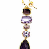 Statement Purple Gold Tone Dangle Crystal Earrings