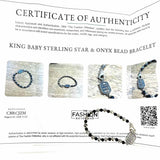 KING BABY 925 Sterling Silver Black Beaded Cross Onyx Bracelet