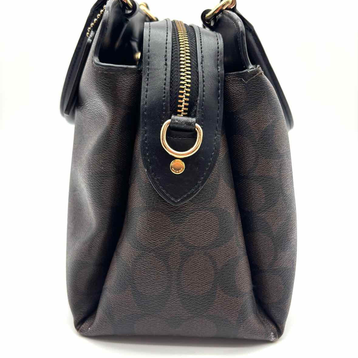 Coach Lillie Carryall Brown Top Handle Signature Satchel