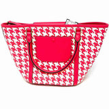Kate Spade Raffia Pink White Black Houndstooth Tote