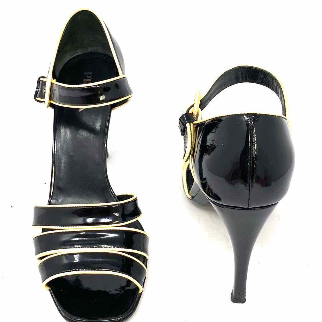 Prada Vintage Women's Black Size 40/9.5 Stiletto Patent Leather Contrast Sandals