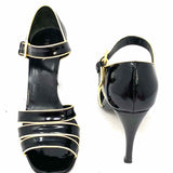 Prada Vintage Women's Black Size 40/9.5 Stiletto Patent Leather Contrast Sandals