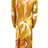 Lafayette 148 Women's Mustard Yellow Size 2 Ruched Marble Dress