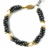 Ivory & Gray Beaded 7 in Twisted Faux Pearl Bracelet