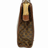 Celine Vintage Coated Canvas Brown Zip Macadam Clutch