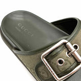Gucci Rhein Men's Green Shoe Size 9.5 Slide Canvas GG Sandals