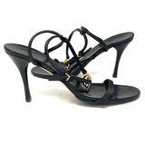Gucci Women's Black Size 10 Stiletto Leather GG Sandals