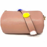 Neuville Pink barrel Pom-pom vegan leather Satchel