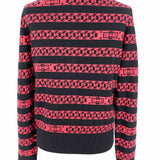 Chanel Women's Black & Pink Size 38/S Button Down Cashmere Chain Cardigan