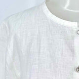Eileen Fisher Women's White Size M Long Linen Button Down Long Sleeve