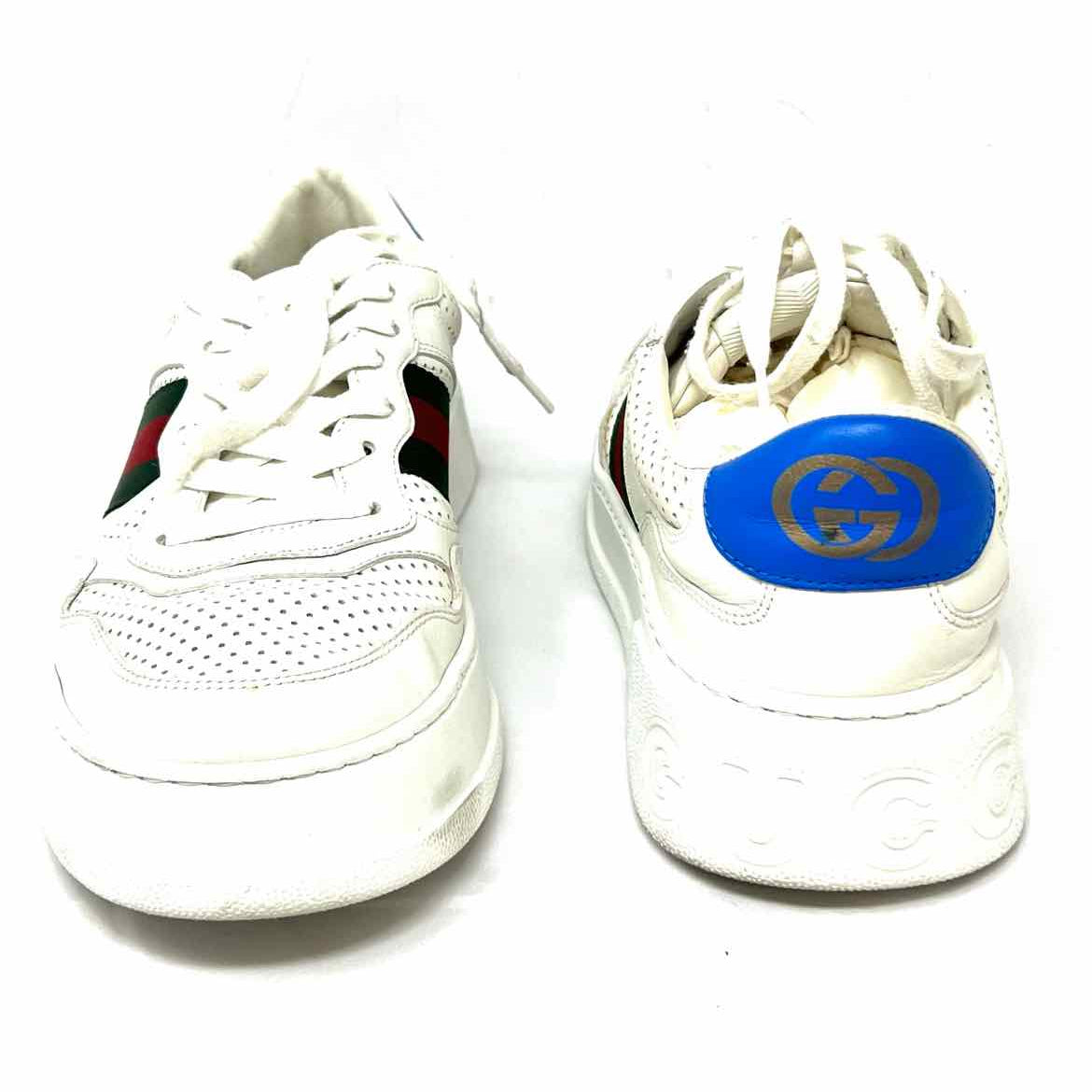Gucci Men's White Shoe Size 9 Leather Web Accent Sneakers