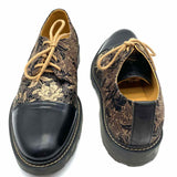 John Fluevog Oakland Men's Black Beige Size 12 Oxford Jacquard Floral Loafers