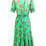 Betsey Johnson Women's Green Size XS Tiered Floral Dress