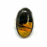 Estate size 8 925 Sterling Silver Oval Cabochon Bumble Bee Jasper Ring