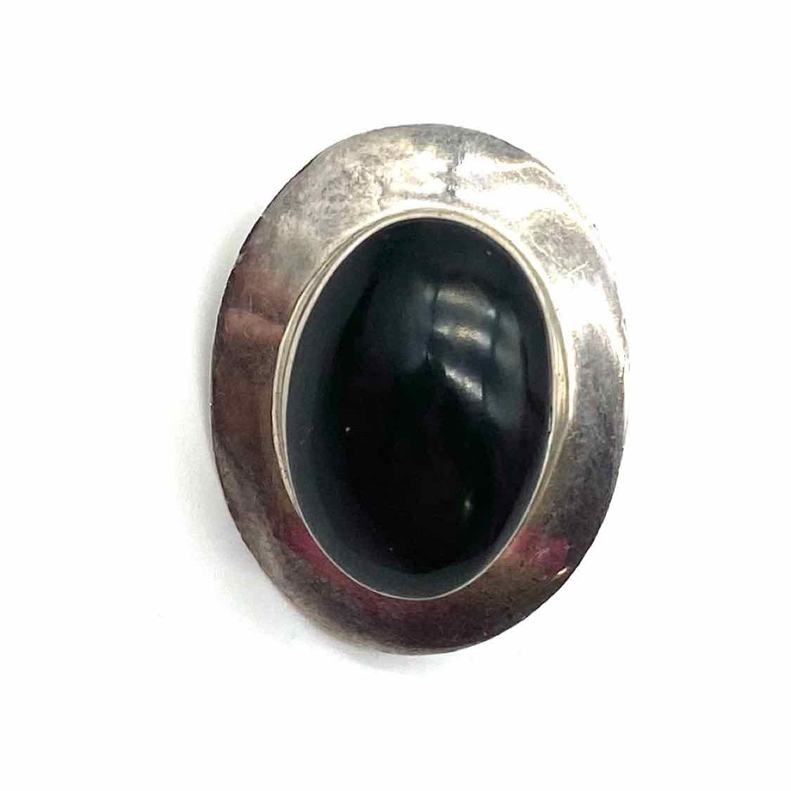 Mexico ATI 925 Sterling Silver Black Oval Onyx Earrings