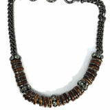 Givenchy Brown Gunmetal Beaded 18.5" Chain Necklace
