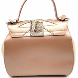 Giorgia Milani Peach Top Handle Color Block Leather Satchel