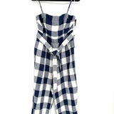 J Crew Women's Navy White Size 14 Sleeveless Gingham Jump Suit