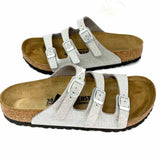 Birkenstock Florida Birko-Flor Women's Silver Size 7 Buckle Sparkle Sandals