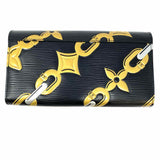 LOUIS VUITTON 2010 Chain Flower Twist Black Gold Silver Epi Leather Wallet