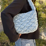 Lucky Brand Blue Quilted Denim Shoulder Bag