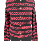 Chanel Women's Black & Pink Size 38/S Button Down Cashmere Chain Cardigan