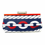 Brighton Anchors Cutters Canvas Red White Blue Hinged Chain Clutch