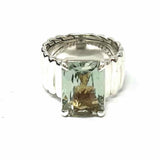 JOHN HARDY Bedeg size 6 925 Sterling Silver Emerald Cut Ribbed Prasiolite Ring
