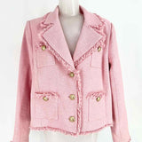 L'AGENCE Women's Pink Size 8 Button Down Tweed Jacket