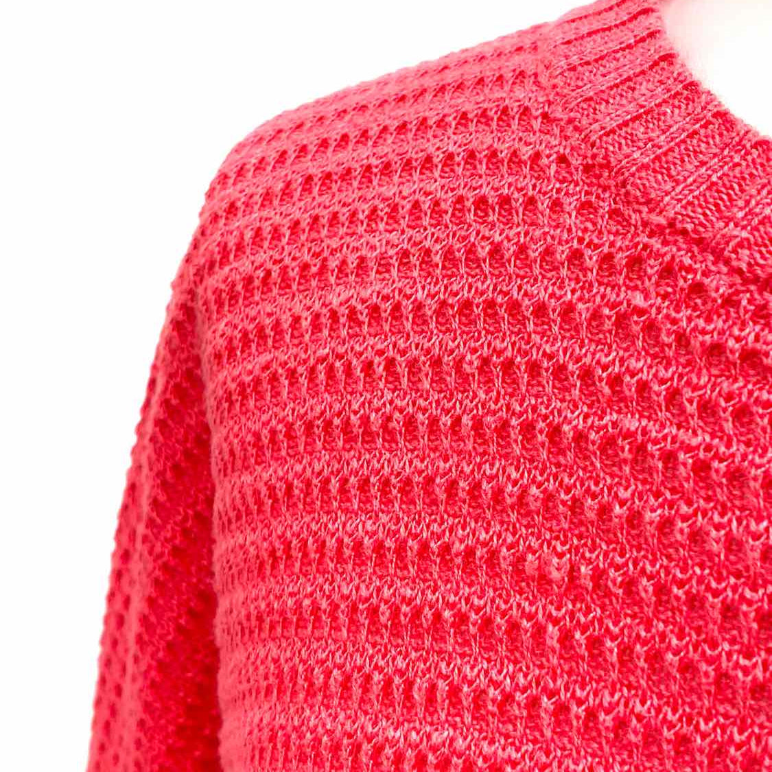Eileen Fisher Women's Red Size S Crew Linen Textured Sweater