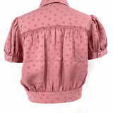 Favorite Daughter Women's Mauve Size S Button Down Polka Dot Short Sleeve Top