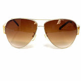 Brown Gold Tone Aviator Stripe Sunglasses