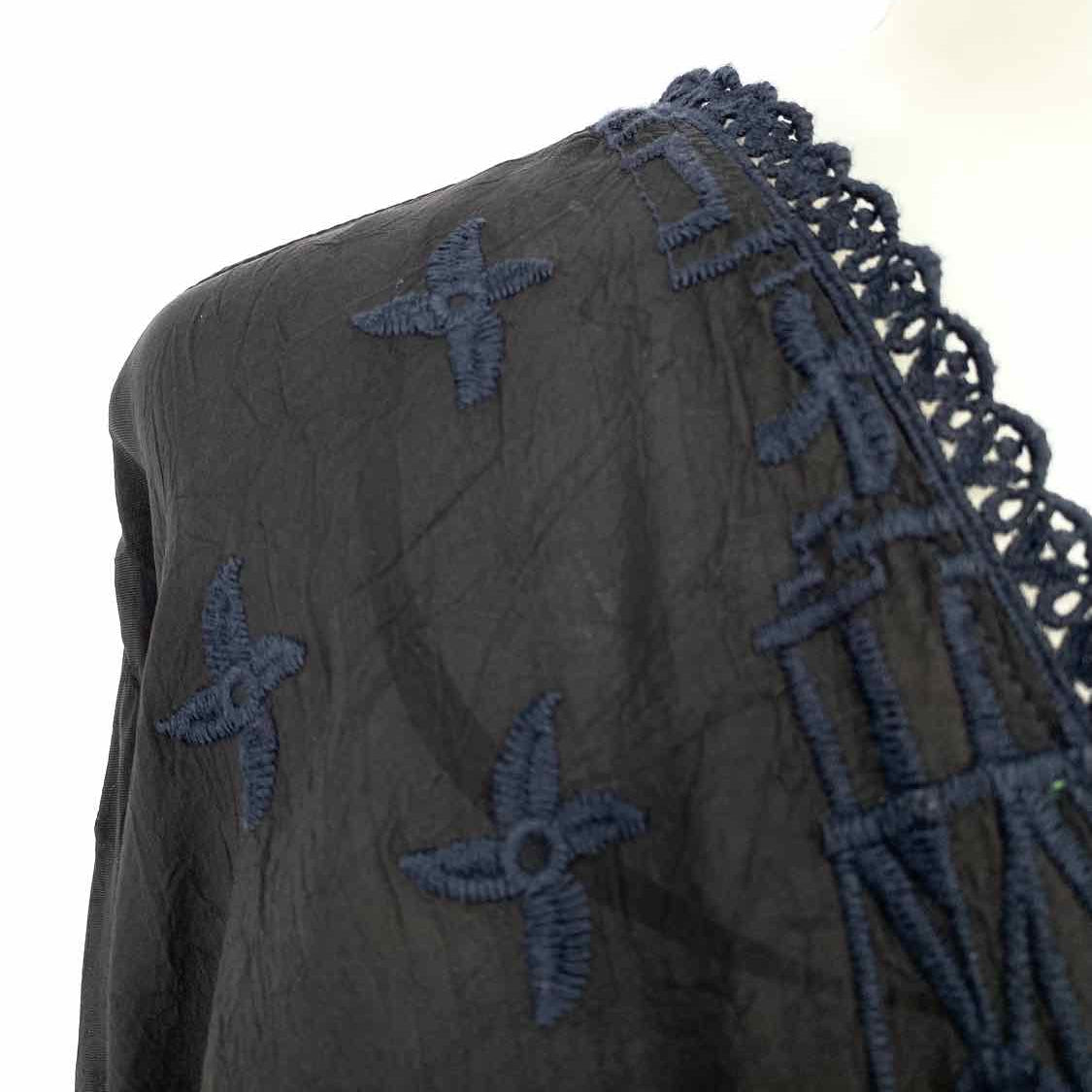 johnny was Women's Black Navy Size XXL tunic Embroidered Dress