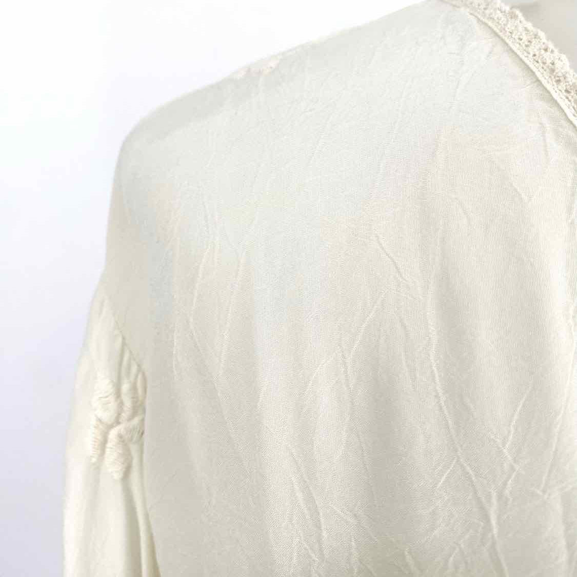 johnny was Teyanna Women's White Sz XXL 3/4 Sleeve Cupra Rayon Sheer Long Sleeve