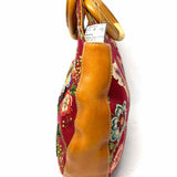 Isabella Fiore Vintage Red Brown Floral Tote