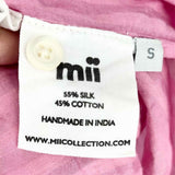 mii Women's Pink Size S Button Down Silk Blend Stripe Long Sleeve