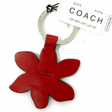 Coach Red Flower Leather Key Chain