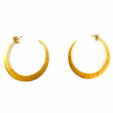 RLM STUDIO Brass Gold Tone Crescent Hammered Hoop Earrings