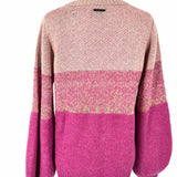Numph Nina Women's Pink Size XS V-Neck Wool Blend Stripe Sweater